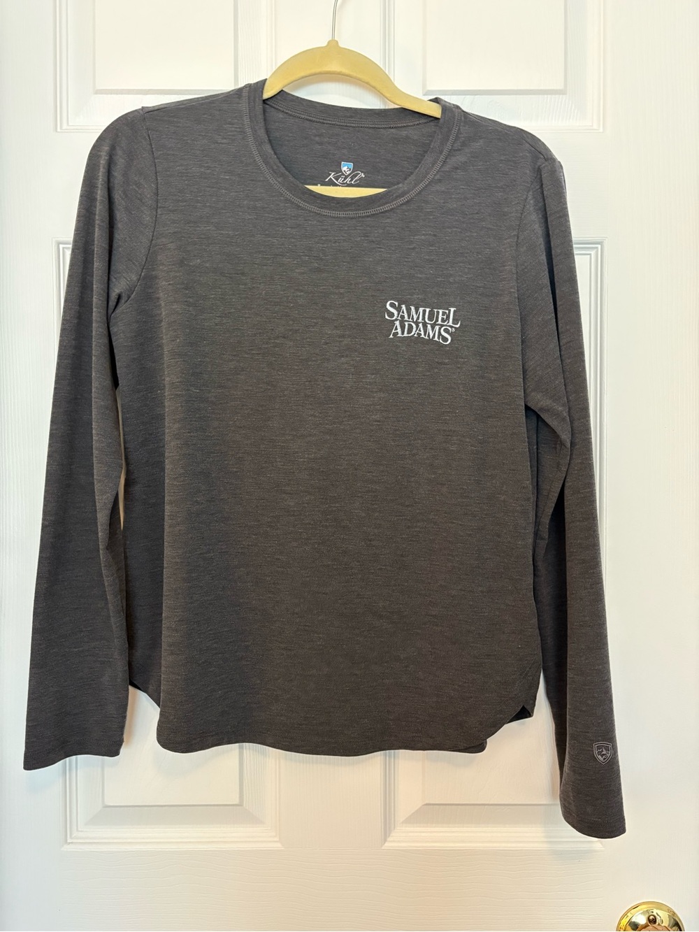 KŪHL LONG SLEEVE  PULLOVER TOP WOMENS SZ M GRAY SAMUEL ADAMS BASE LAYER EXC COND